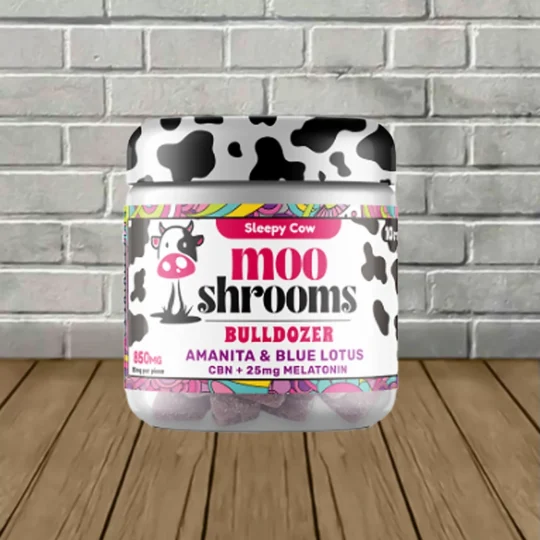 Moo' Shrooms Amanita Muscaria Gummies 10ct-Bulldozer -- Amanita + Blue Lotus + CBN + Melatonin