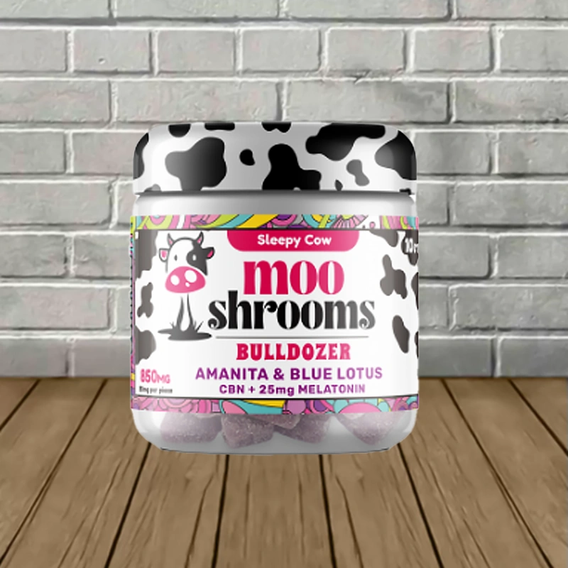 Moo' Shrooms Amanita Muscaria Gummies 10ct-Bulldozer -- Amanita + Blue Lotus + CBN + Melatonin