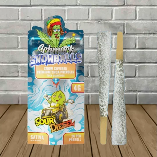 Schmack Snowballs THCa Diamond Prerolls 2x2g-Sour Diesel -- Sativa