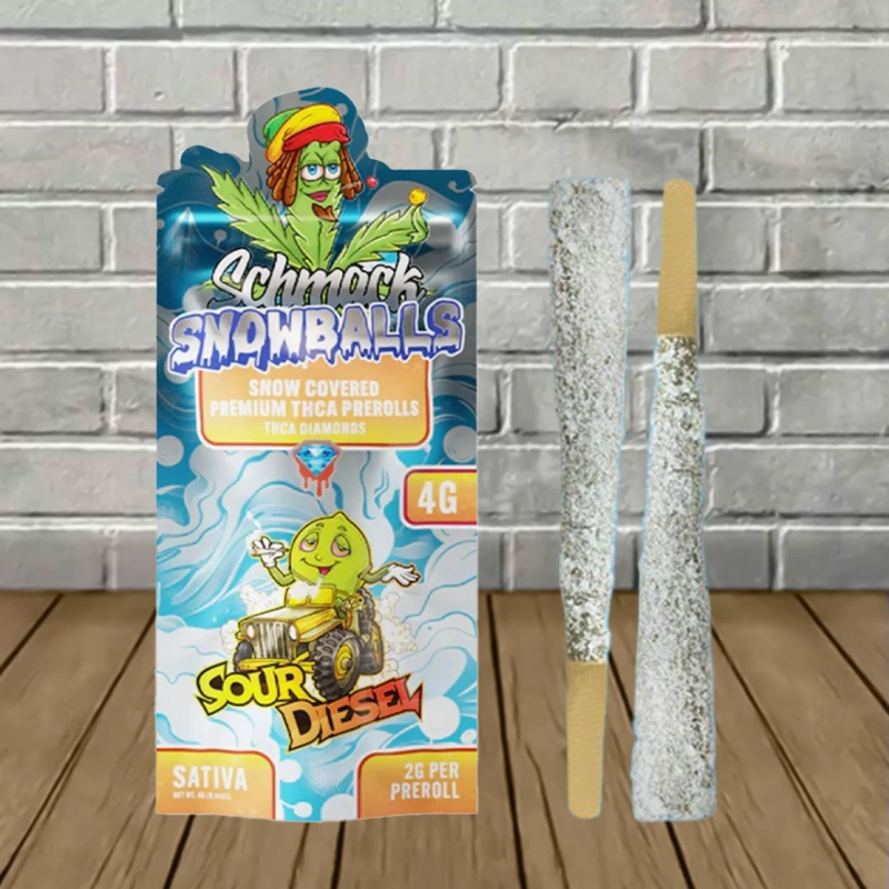 Schmack Snowballs THCa Diamond Prerolls 2x2g-Sour Diesel -- Sativa