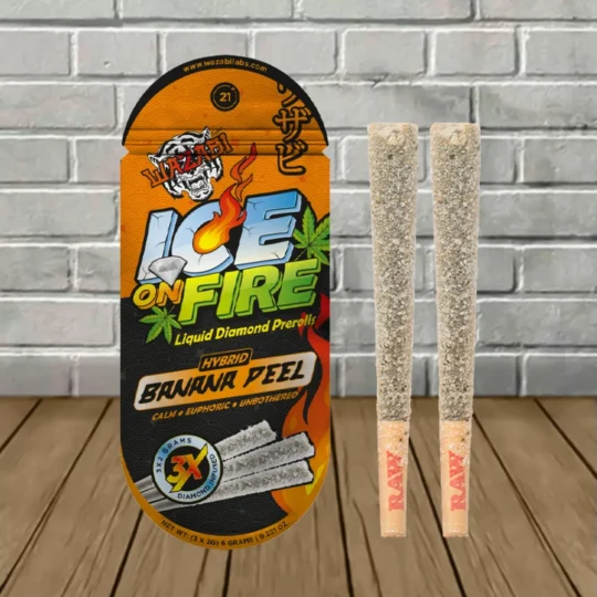 Wazabi Exotics Ice on Fire THCa Prerolls 3x2g-Banana Peel -- Hybrid