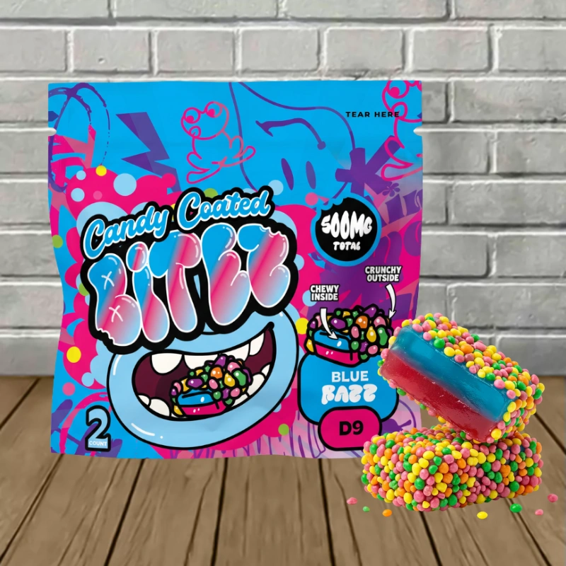 BITEZ Candy Coated Double Stacked Bitez D9 Gummies 500mg - Blue Razz