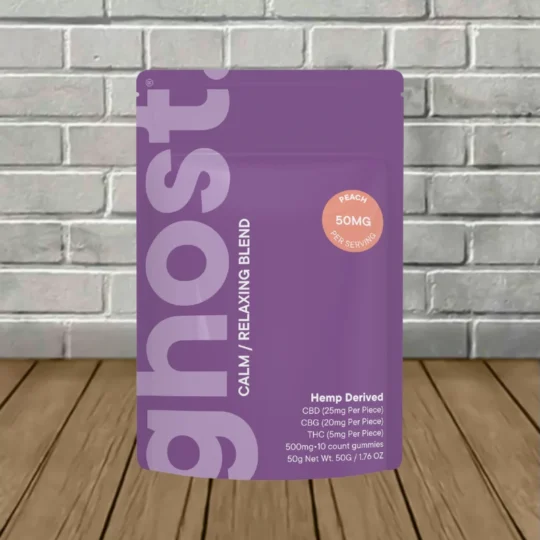Ghost Calm Relaxing Blend THC + CBD + CBG Gummies 500mg 10ct - Peach