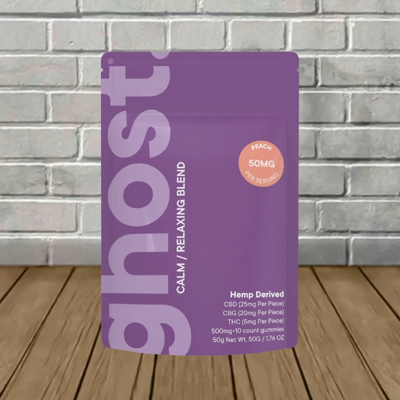 Ghost Calm Relaxing Blend THC + CBD + CBG Gummies 500mg 10ct - Peach