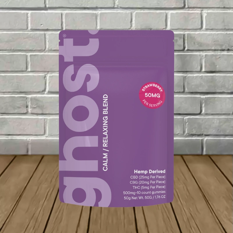 Ghost Calm Relaxing Blend THC + CBD + CBG Gummies 500mg 10ct - Strawberry