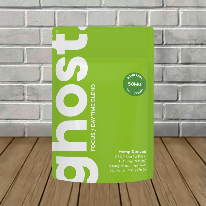 Ghost Focus Daytime Blend THC + CBG Gummies 500mg 10ct - Sour Kiwi