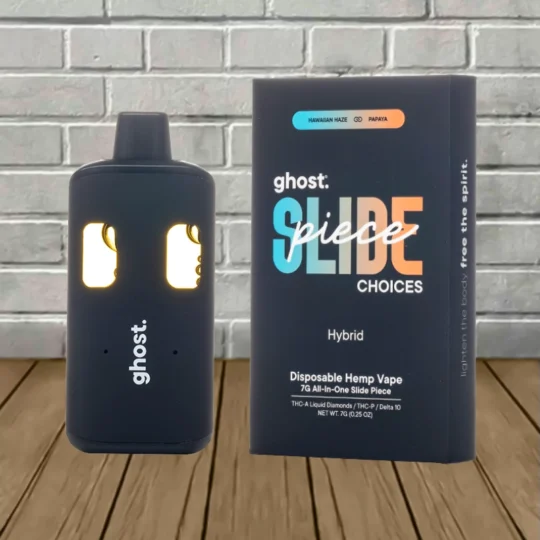 Ghost Slide Piece Choices THCa Liquid Diamonds THCp D10 Disposable 7g - Hawaiian Haze + Papaya -- Hybrid -- DISPOSABLE