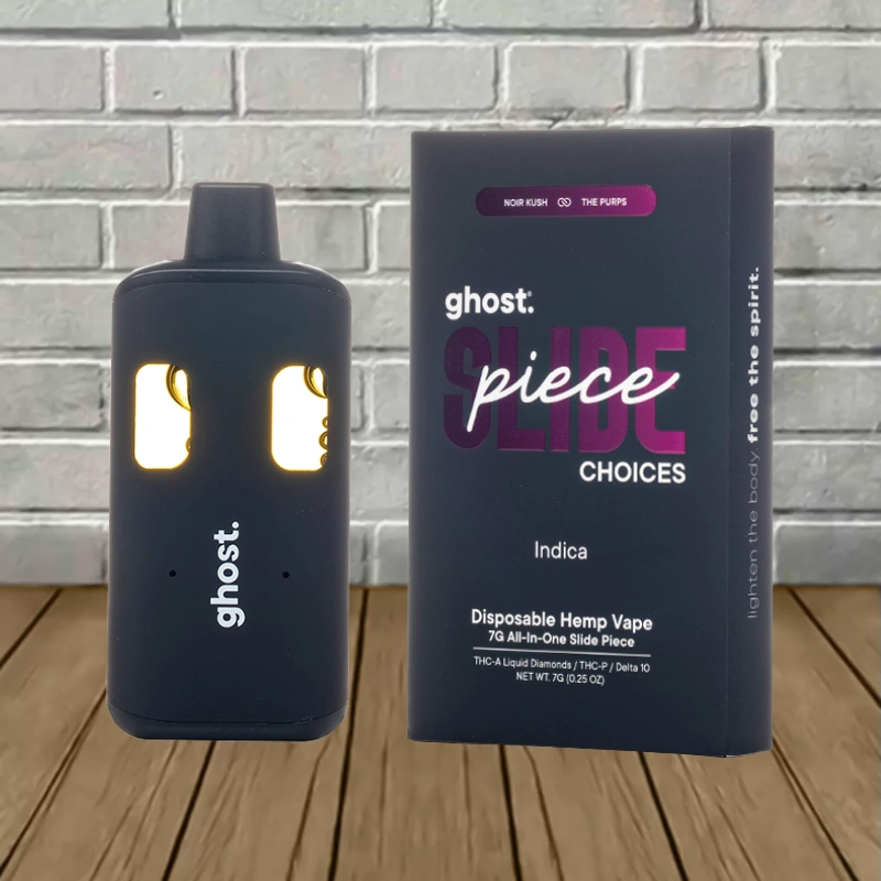 Ghost Slide Piece Choices THCa Liquid Diamonds THCp D10 Disposable 7g - Noir Kush + The Purps -- Indica -- DISPOSABLE