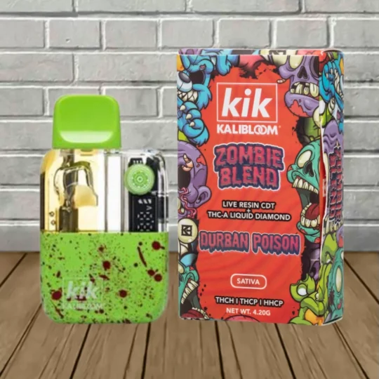 Kik Kalibloom Zombie Live Resin THC Blend Disposable 4.2g-Durban Poison -- Sativa -- DISPOSABLE