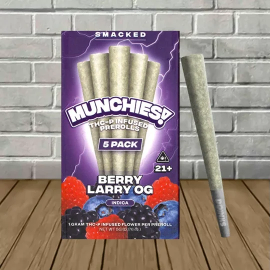 Munchies! THCp Infused Preroll 5ct-Berry Larry OG -- Indica