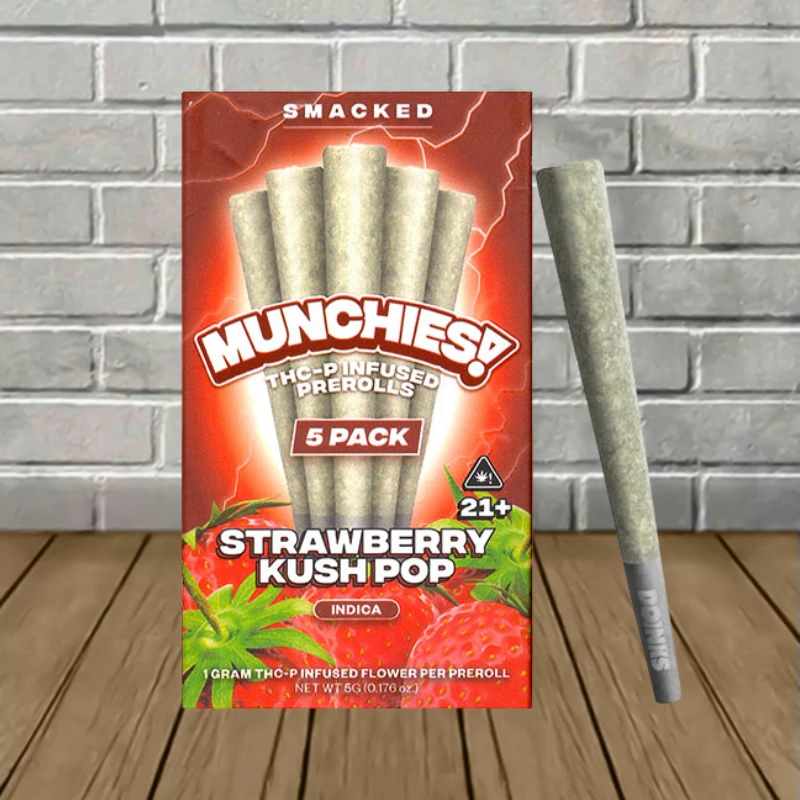 Munchies! THCp Infused Preroll 5ct-Strawberry Kush Pop -- Indica