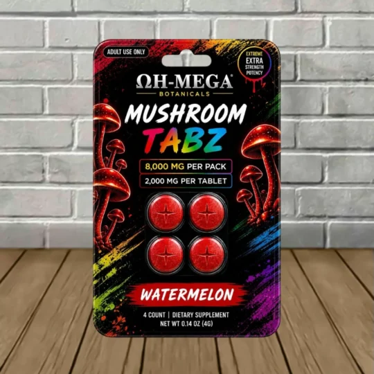 OH-MEGA Botanicals Mushroom Tablets 8000mg - Watermelon -- 4ct Blister Pack