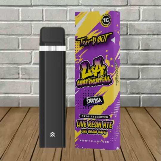 Trap'd Out Live Resin HTE CBD Disposable 1g - LA Confidential -- Indica -- DISPOSABLE