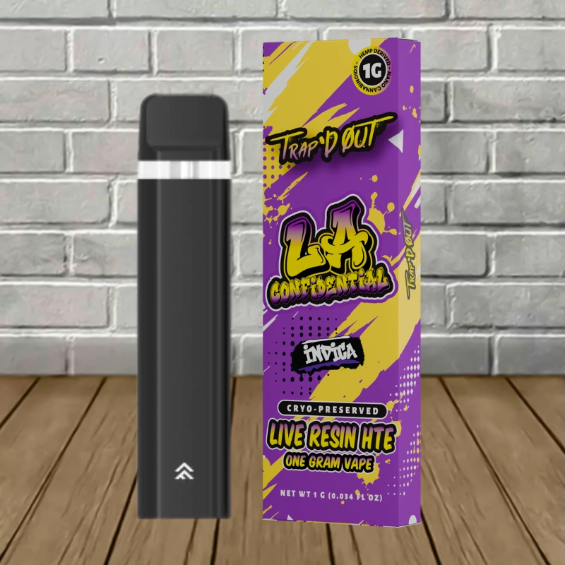 Trap'd Out Live Resin HTE CBD Disposable 1g - LA Confidential -- Indica -- DISPOSABLE