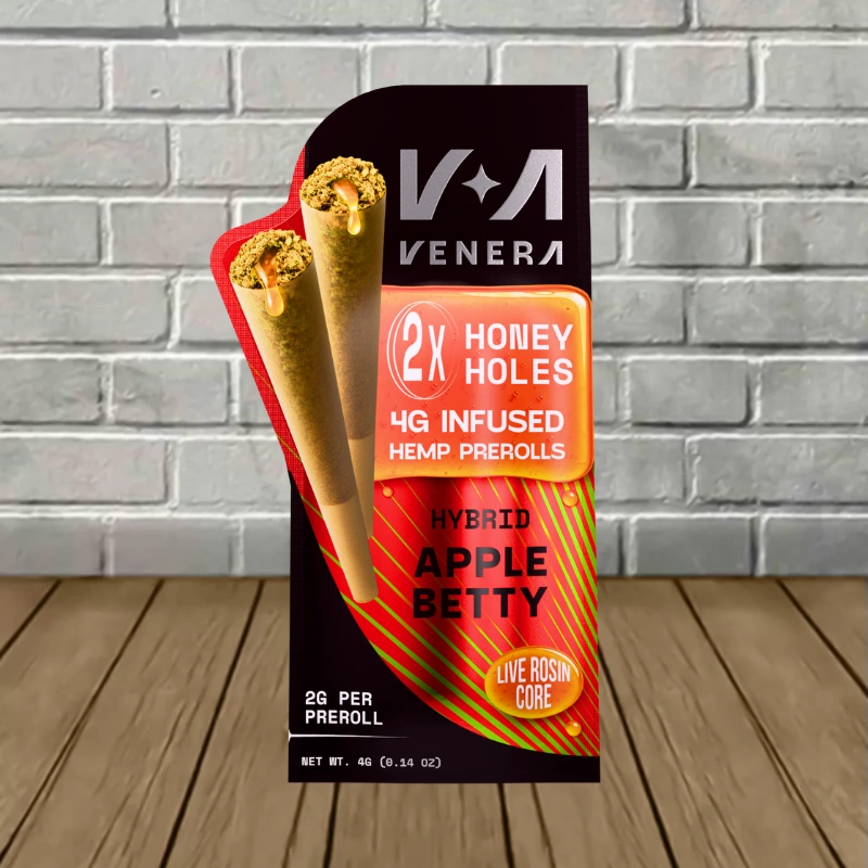 Venera Honey Holes Live Resin Core THCa Prerolls 2x2g-Apple Betty -- Hybrid