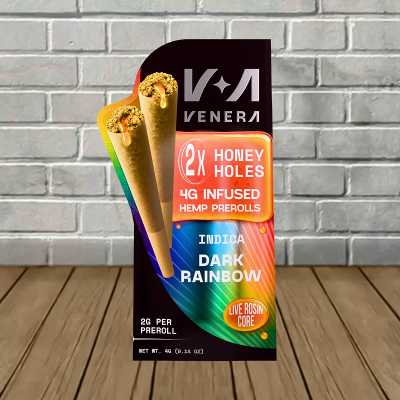 Venera Honey Holes Live Resin Core THCa Prerolls 2x2g-Dark Rainbow -- Indica