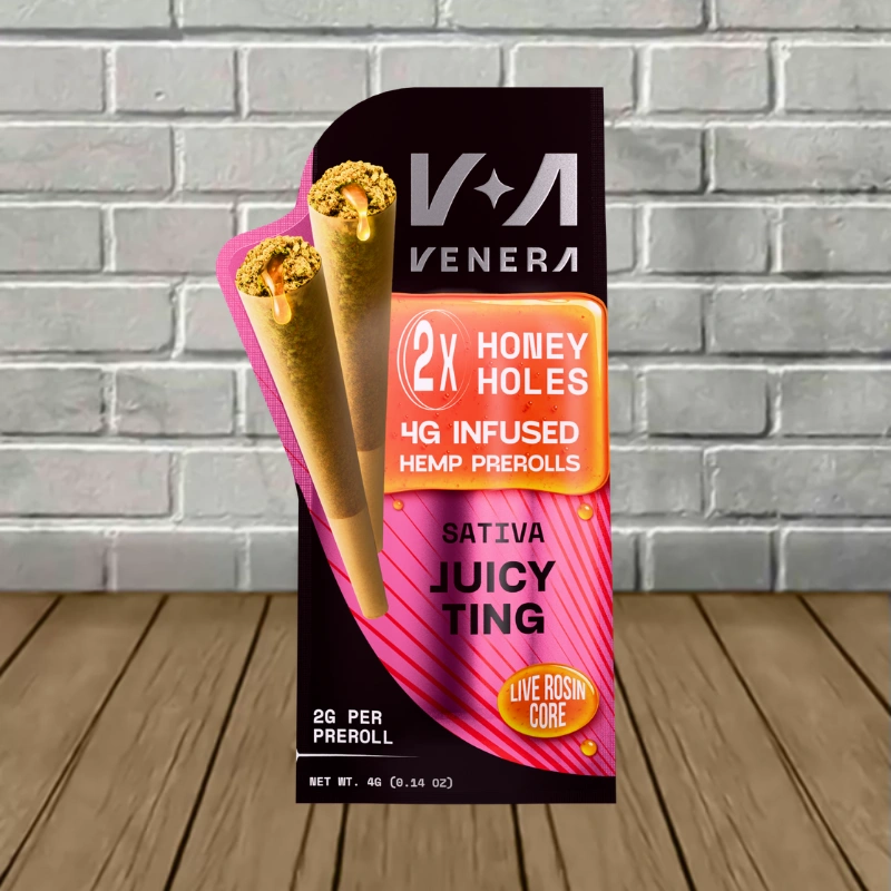 Venera Honey Holes Live Resin Core THCa Prerolls 2x2g-Juicy Ting -- Sativa