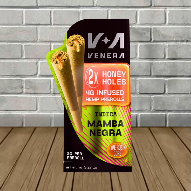 Venera Honey Holes Live Resin Core THCa Prerolls 2x2g-Mamba Negra -- Indica