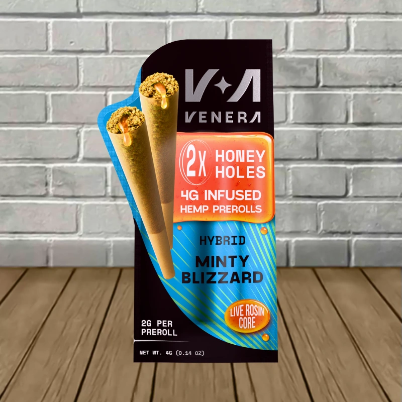 Venera Honey Holes Live Resin Core THCa Prerolls 2x2g-Minty Blizzard -- Hybrid