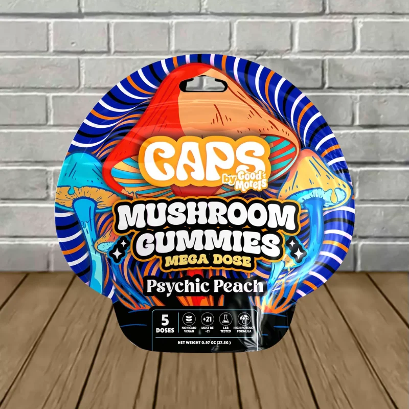 CAPS by Good Morals Mega Dose Mushroom Gummies 5ct - Psychic Peach