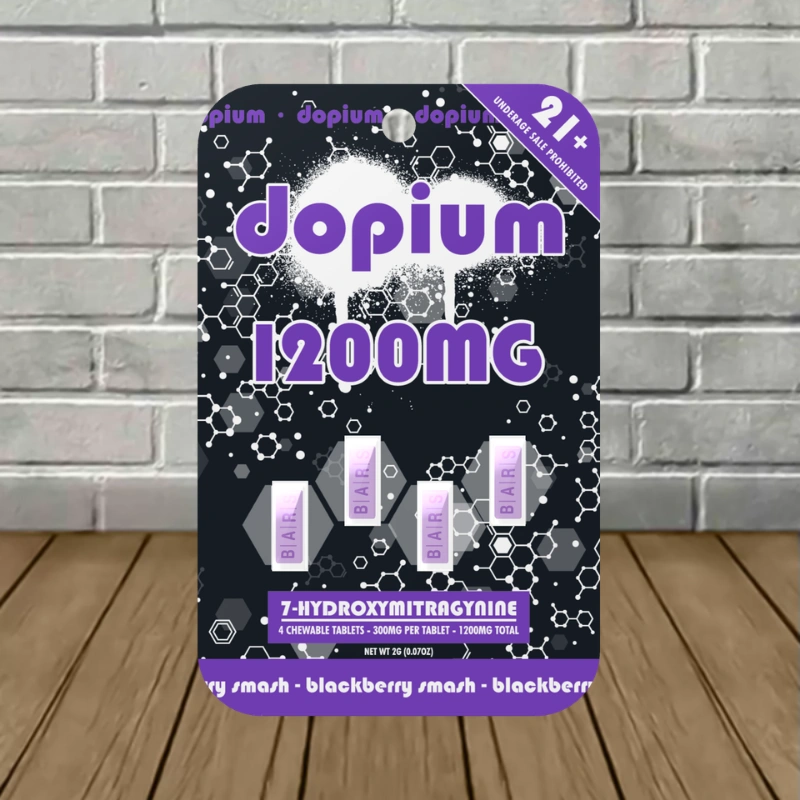 Dopium-7-Hydroxy-Tablets-1200mg-Blackberry-Smash-4ct-Blister-Pack