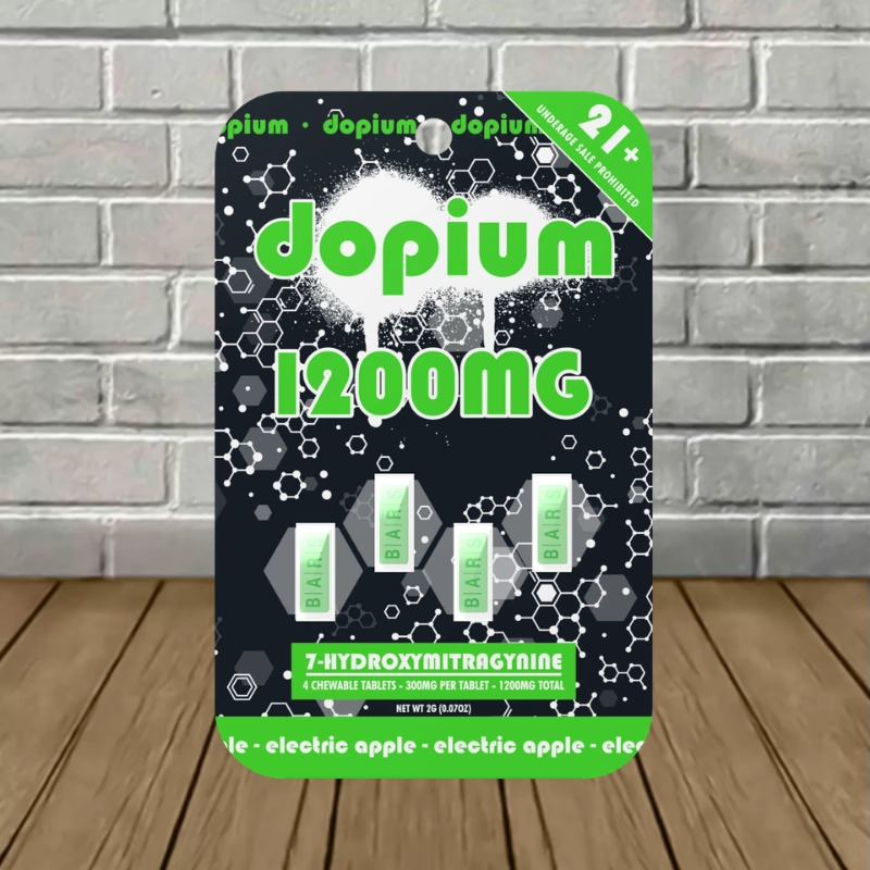 Dopium-7-Hydroxy-Tablets-1200mg-Electric-Apple-4ct-Blister-Pack-