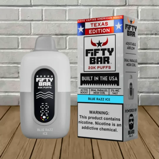 Fifty Bar Texas Edition Disposable 20k - Blue Razz Ice -- DISPOSABLE
