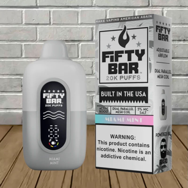 Fifty Bar White Edition V2 Disposable 20k - Miami Mint -- DISPOSABLE