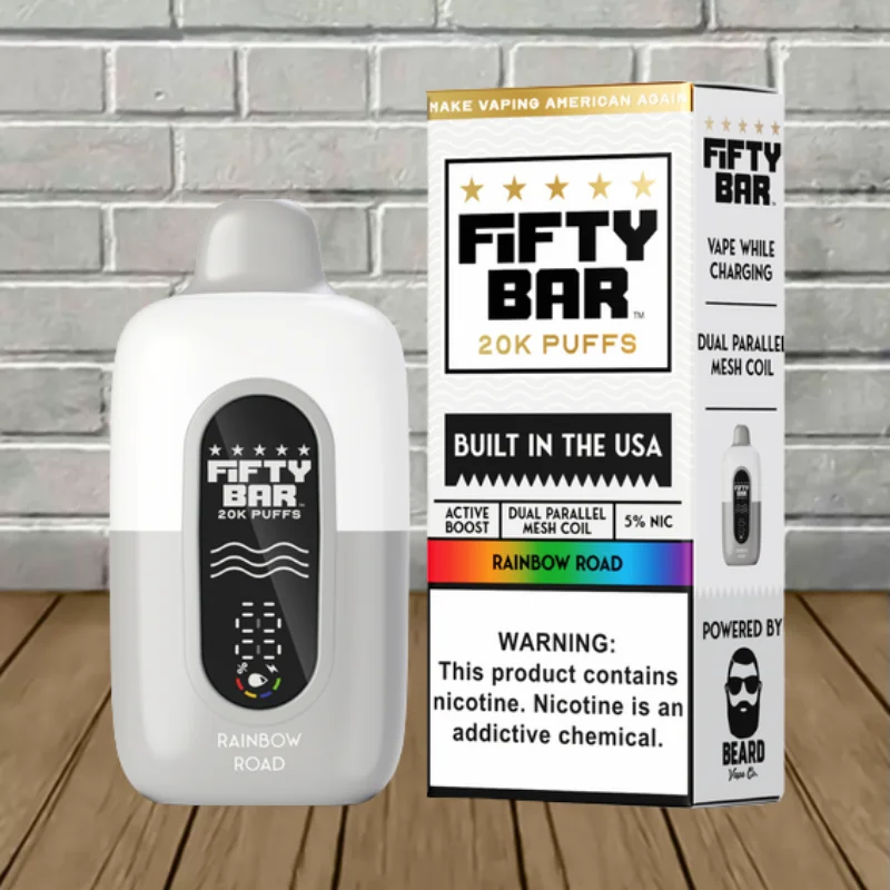 Fifty Bar White Edition V2 Disposable 20k - Rainbow Road -- DISPOSABLE