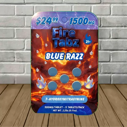 Fire Tabz 7-Hydroxymitragynine 300mg 5ct - Blue Razz -- 5ct Blister