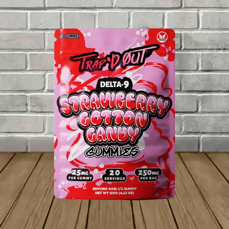 Hixotic Trap'd Out D9 Gummies 250mg - Strawberry Cotton Candy -- 10ct Pack