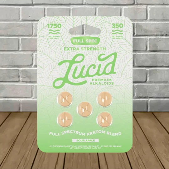 Lucid Full Spec Extra Strength Kratom Extract Tablets 350mg 5ct - Sour Apple -- 5ct Blister Pack