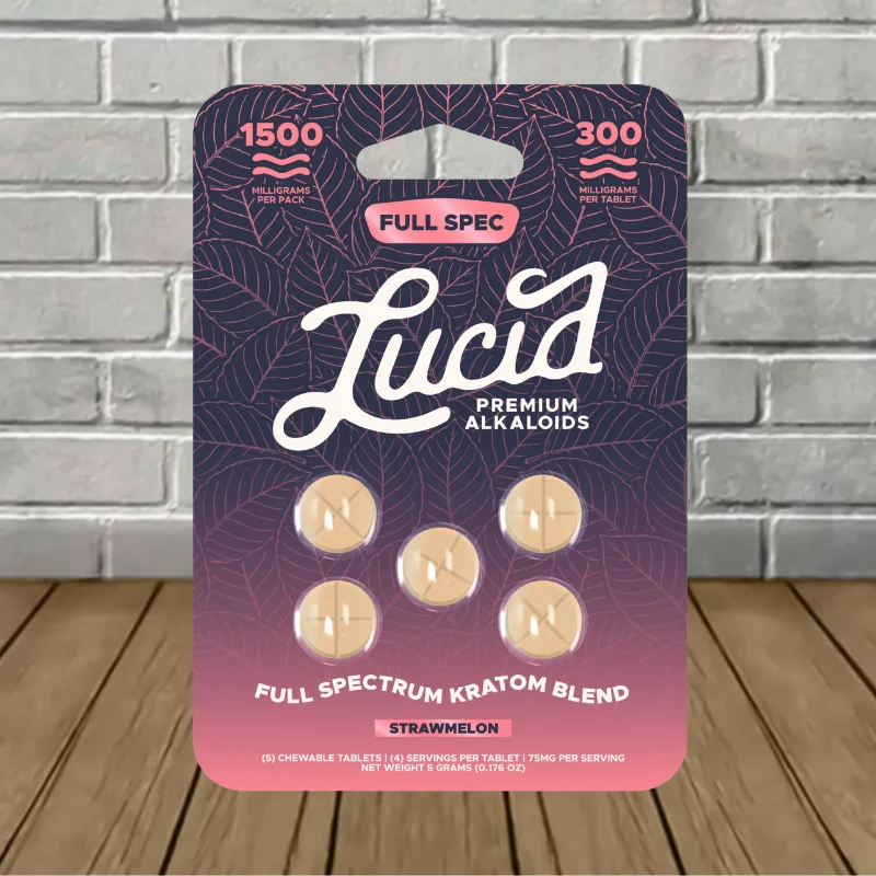 Lucid Full Spectrum Kratom Extract Tablets 300mg 5ct - Strawmelon -- 5ct Blister Pack