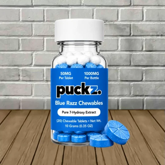Puckz-Pure-7-Hydroxy-Extract-Tablets-1000mg-Blue-Razz-20ct-Jar