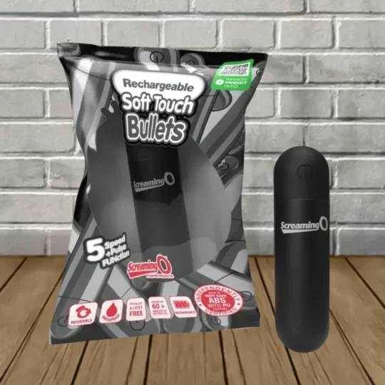 Screaming O Bullet Vibrator for Women Rechargeable Soft Touch - Black - 1ct
