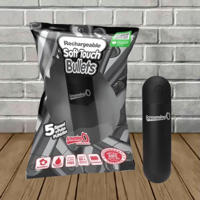 Screaming O Bullet Vibrator for Women Rechargeable Soft Touch - Black - 1ct