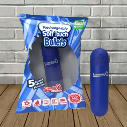 Screaming O Bullet Vibrator for Women Rechargeable Soft Touch - Blue - 1ct